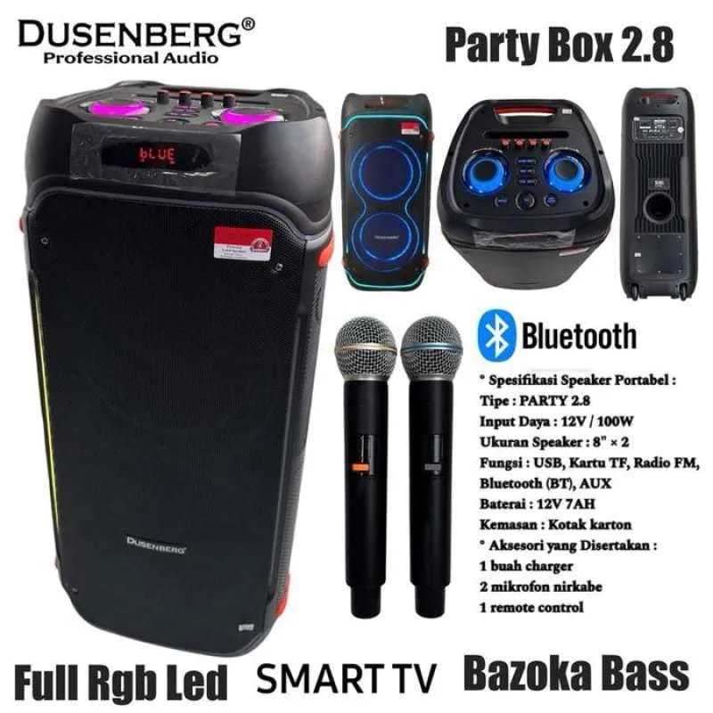 Speaker Portable Wireless DUSENBERG PARTYBOX2.8 / PARTYBOX 2.8 / PARTY BOX 2.8 | +dua mic wireless Original Bluetooth