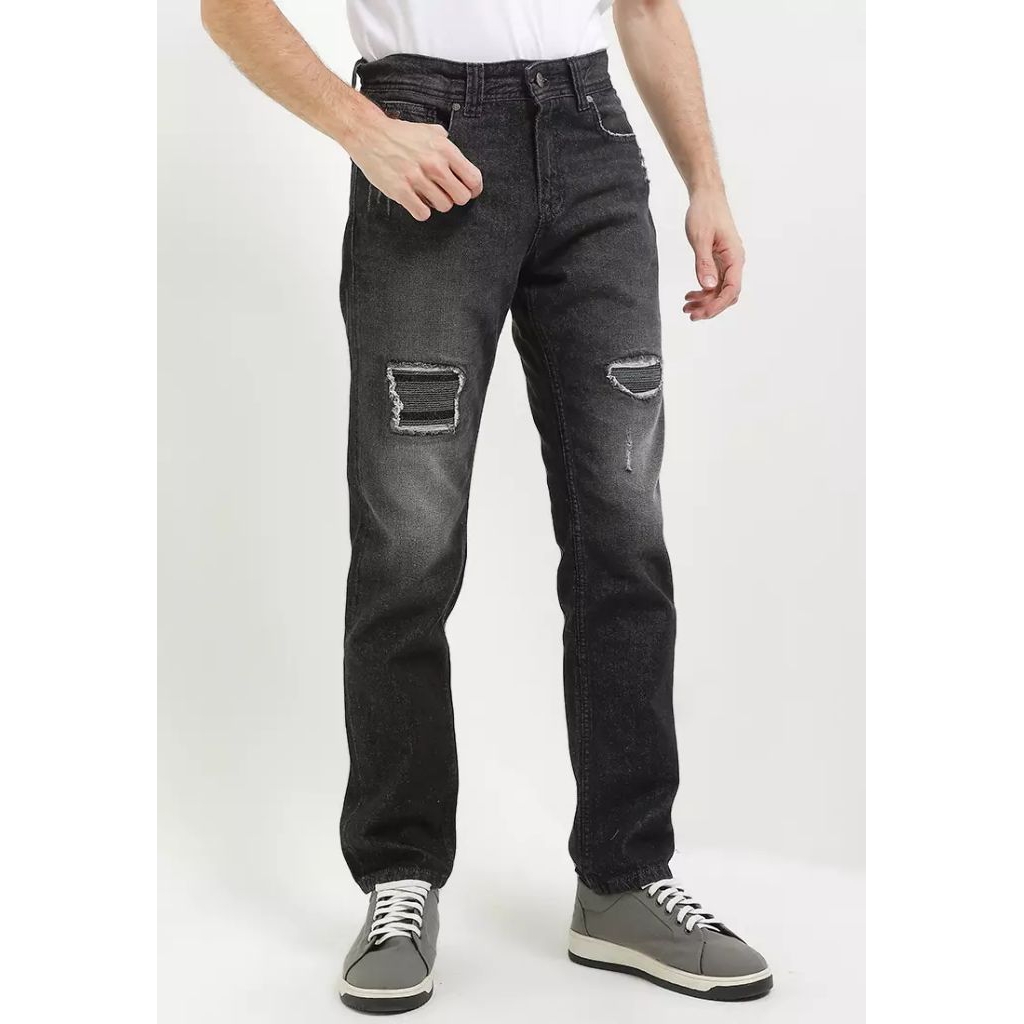 Fashion Slim Fit Denim Pants CFL131PX CELANA LOIS JEANS ORIGINAL PRIA WARNA HITAM DESTROY