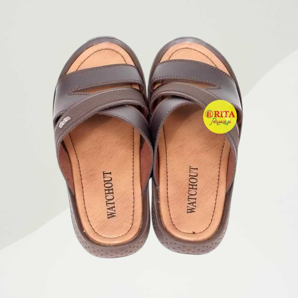 Watchout Sandal Selop Kulit Sintetis Pria
