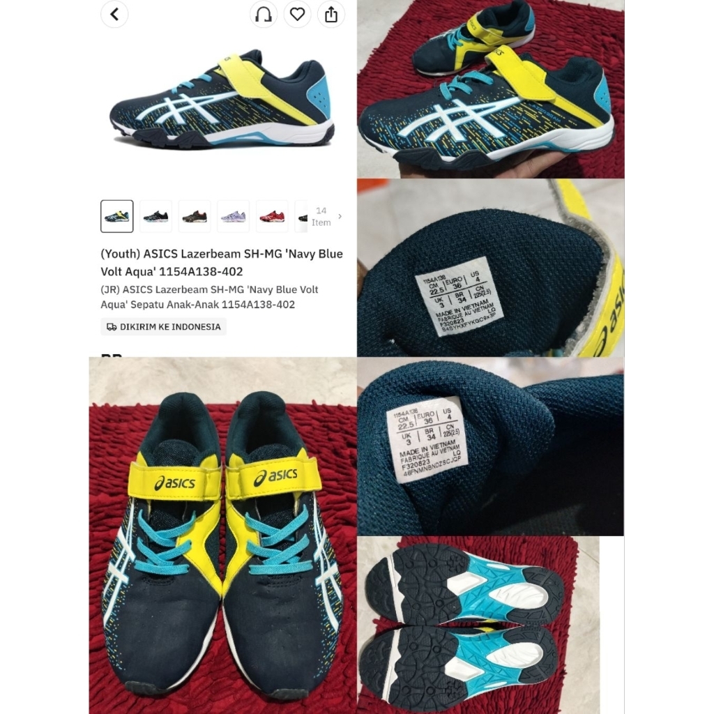 Sepatu Preloved Second Original Asics Laserbeam Size 36