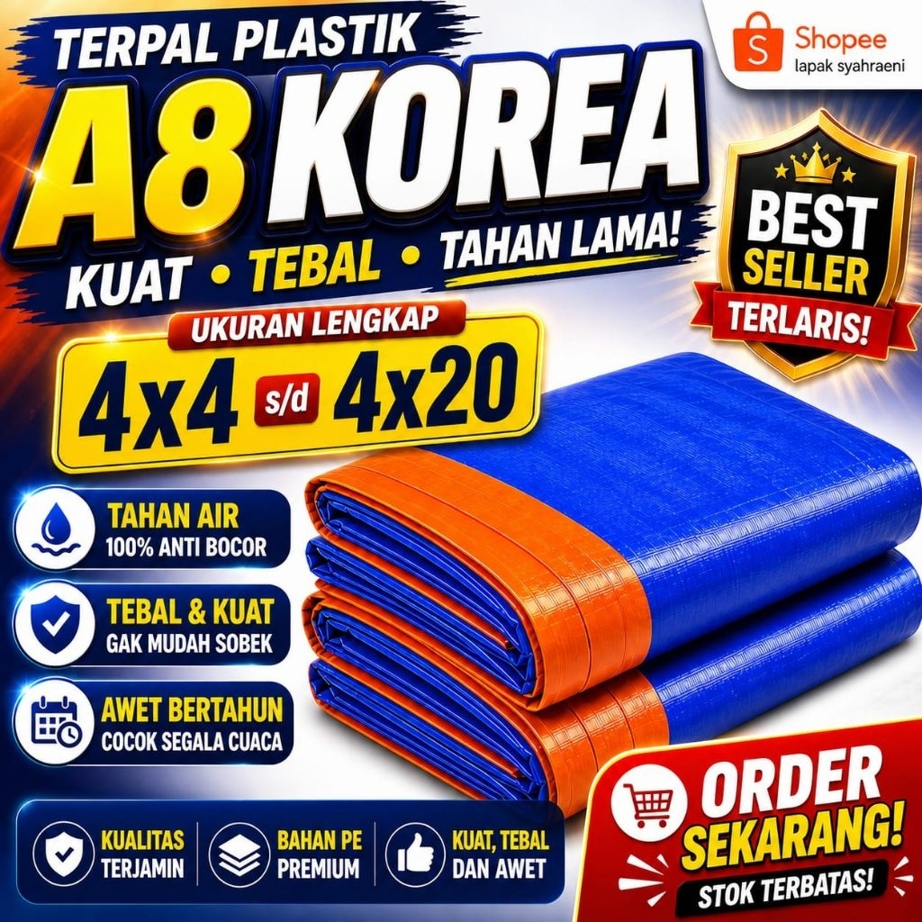 Terpal paling laris di shoope terpal plastik Korea A8 4x4 4x5 4x6 4x7 4x8 4x9 4x10 terpal Anti air t