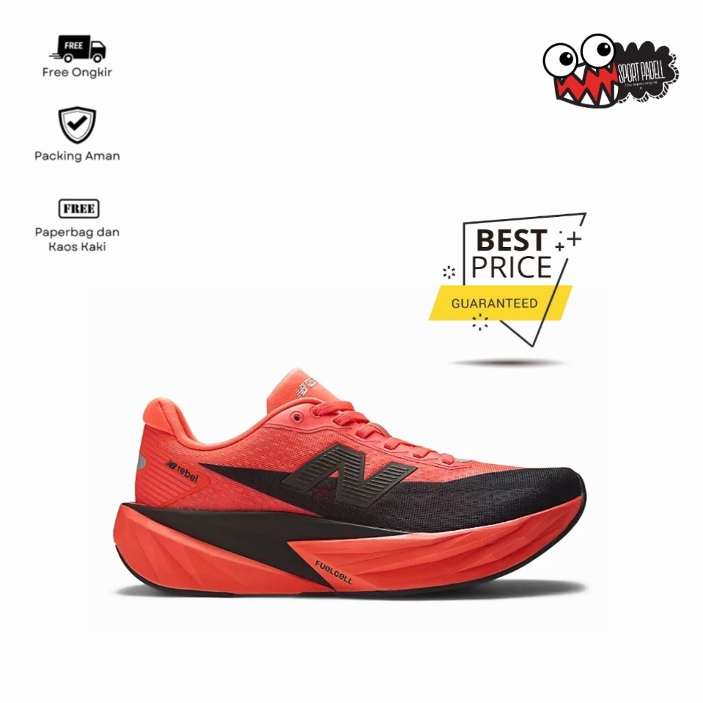 Sepatu Running Nb Rebel V5 Urgent Red/Black Silver Metallic Men's