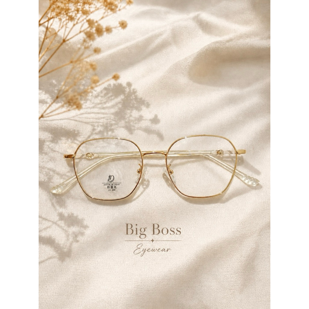 Big Boss Eyewear - Kacamata Metal Classy Gold - Unisex (Frame Only)
