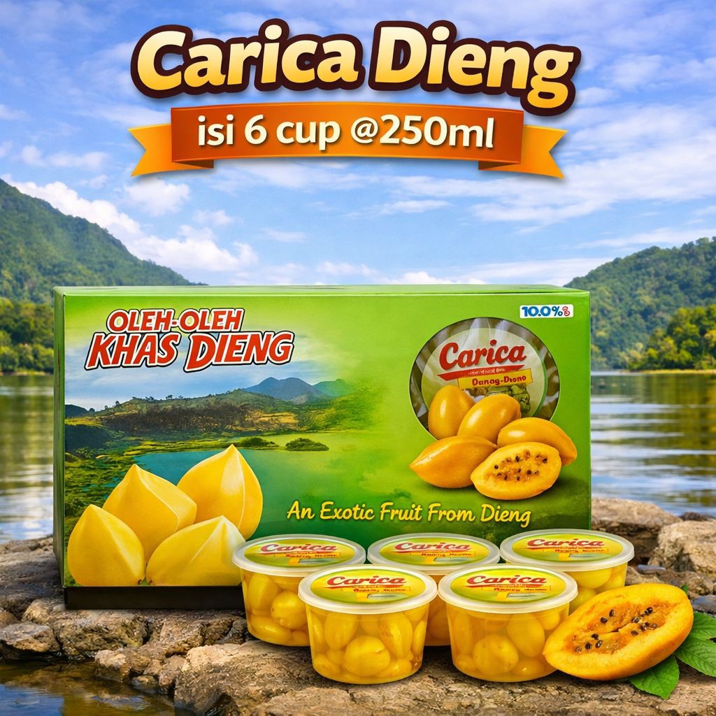 Manisan Carica Dieng Isi 6 Cup 250ml Kemasan Kardus / Carica Khas Dieng Wonosobo / 100% gula murni