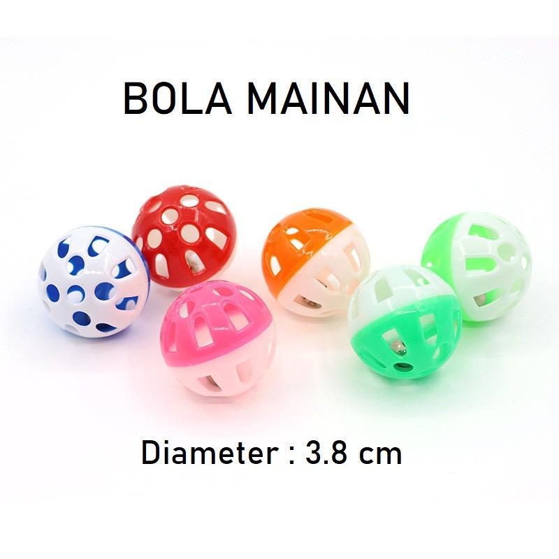 Mainan Kucing Bola Kerincing Lonceng Plastik Warna Warni Ukuran Kecil