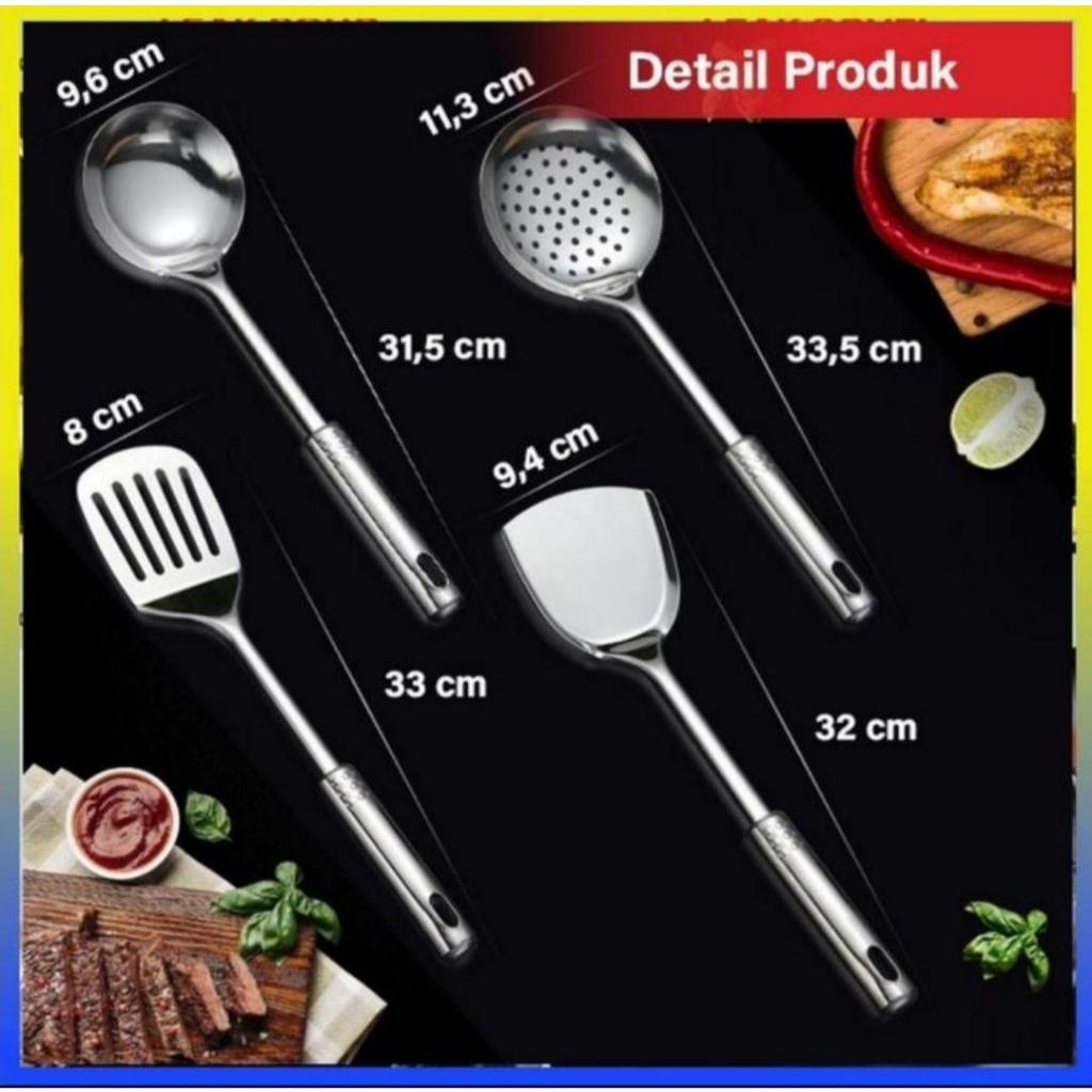 Spatula Set 4 in 1 Stainless / Spatula Alat Masak
