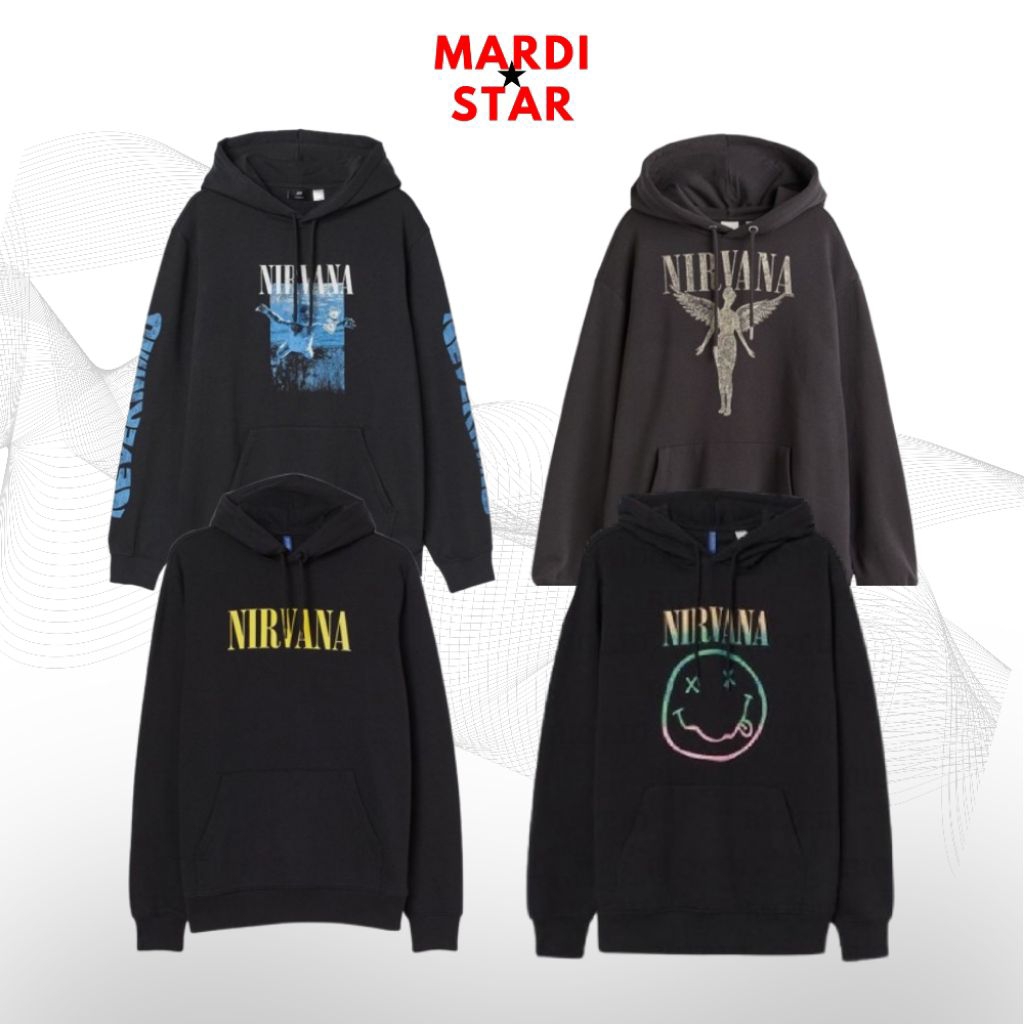 HOODIE HM NIRVANA ANGEL DARK GREY/NEVERMIND/SMILE BLACK UNISEX