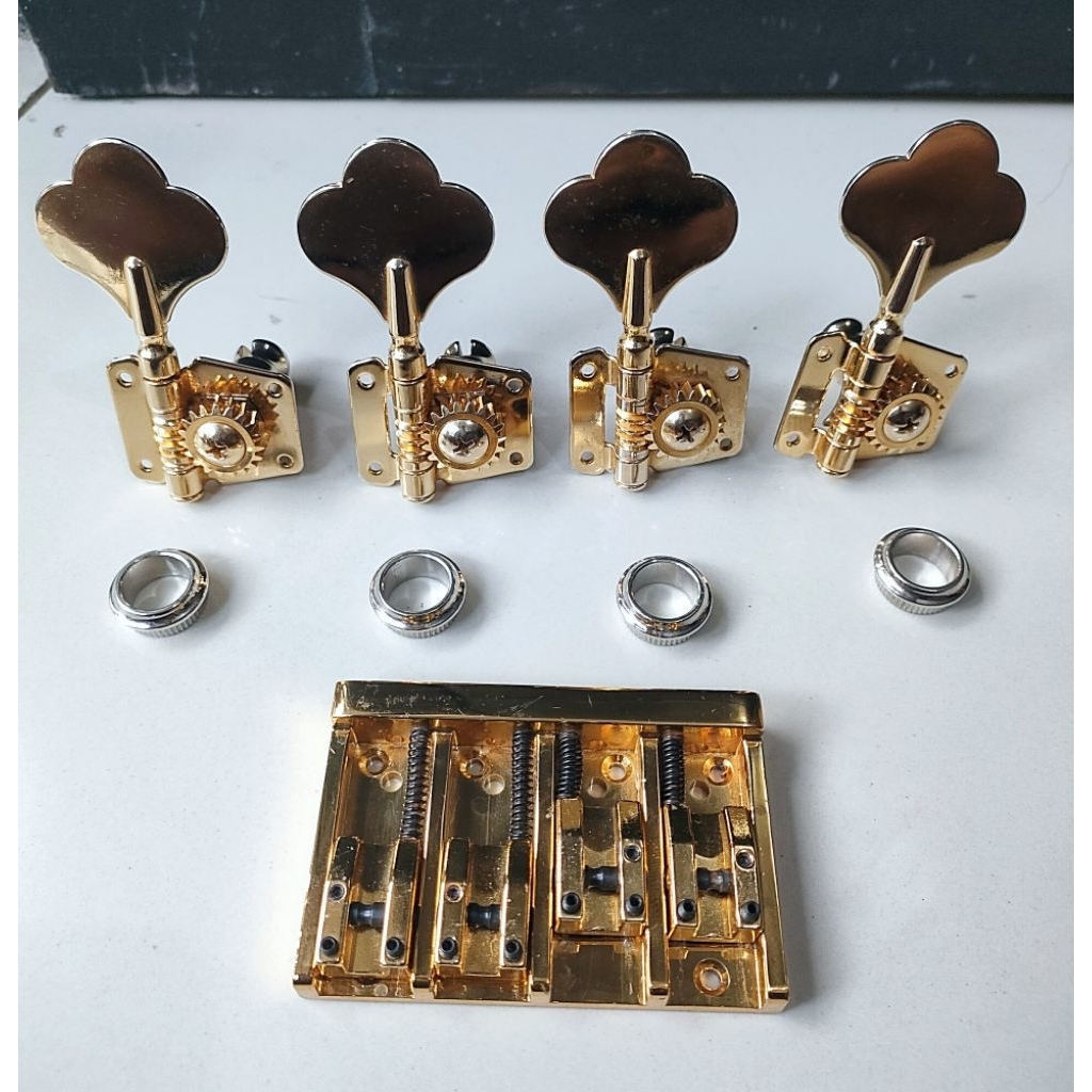 Bridge dan Dryer Bass set warna Gold 4 string