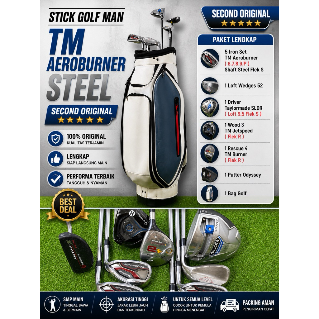 Stick Golf Taylormade Aero Burner Shaft Steel Second Original Fullset Bag Golf - Set Stick Golf Man