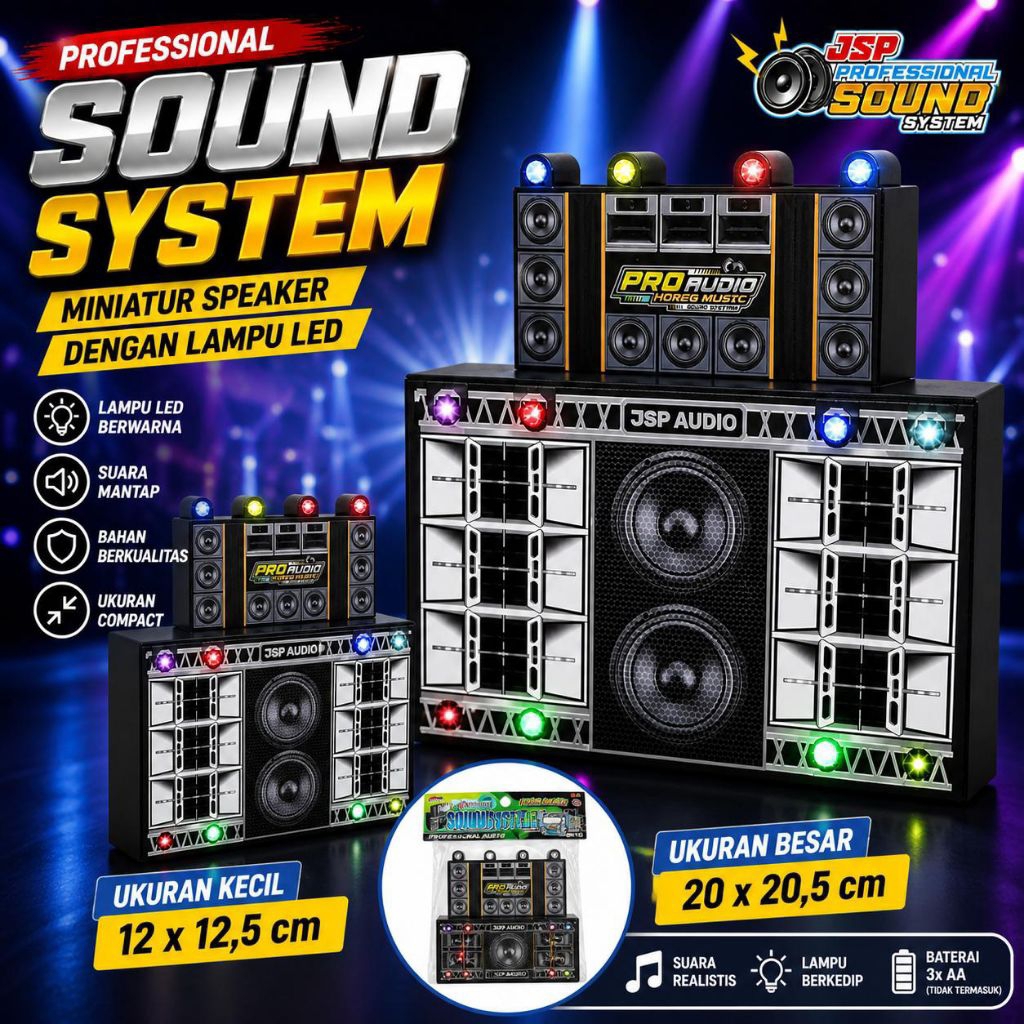 1128 Mainan Speaker Sound System Realpic Foto / Miniatur Speaker Sound System Ukuran Besar 20 cm dan