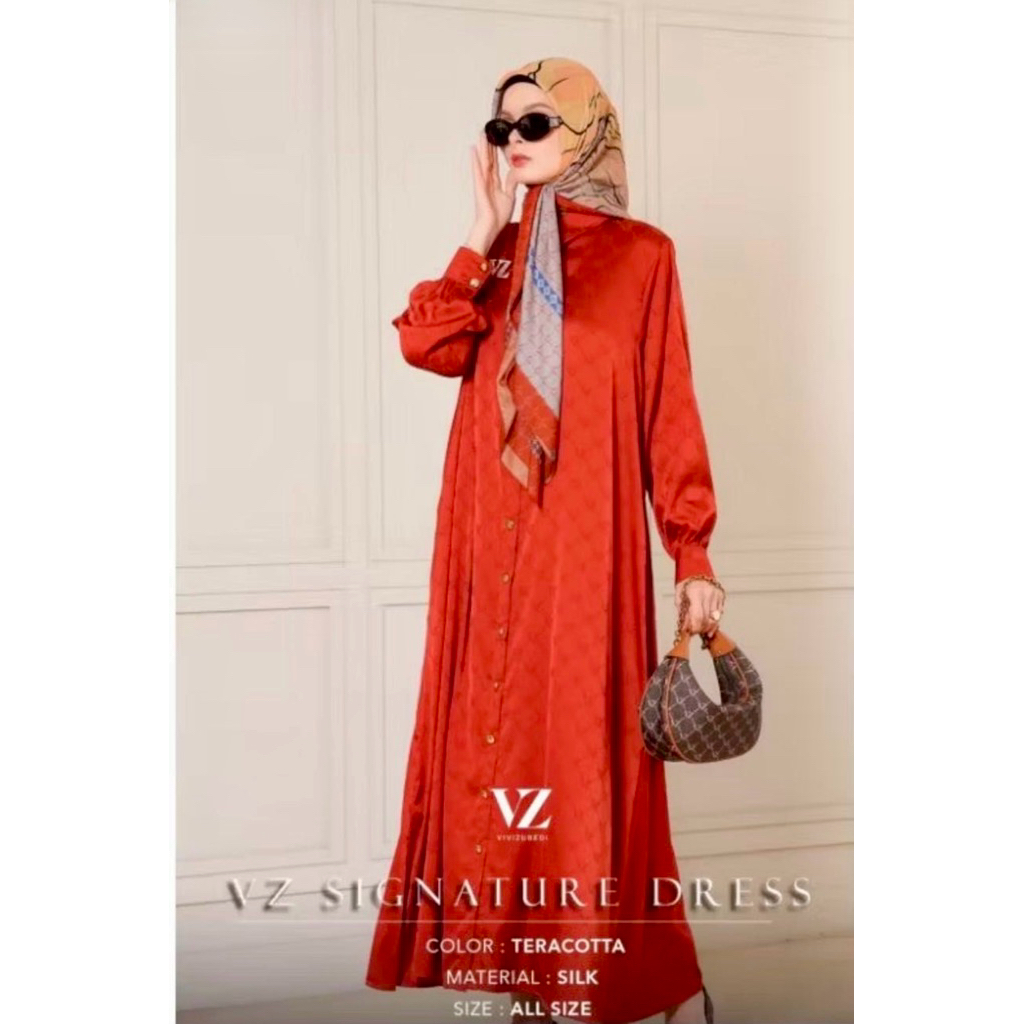 VIVI ZUBEDI NEW MONOGRAM SIGNATURED DRESS TERRACOTA