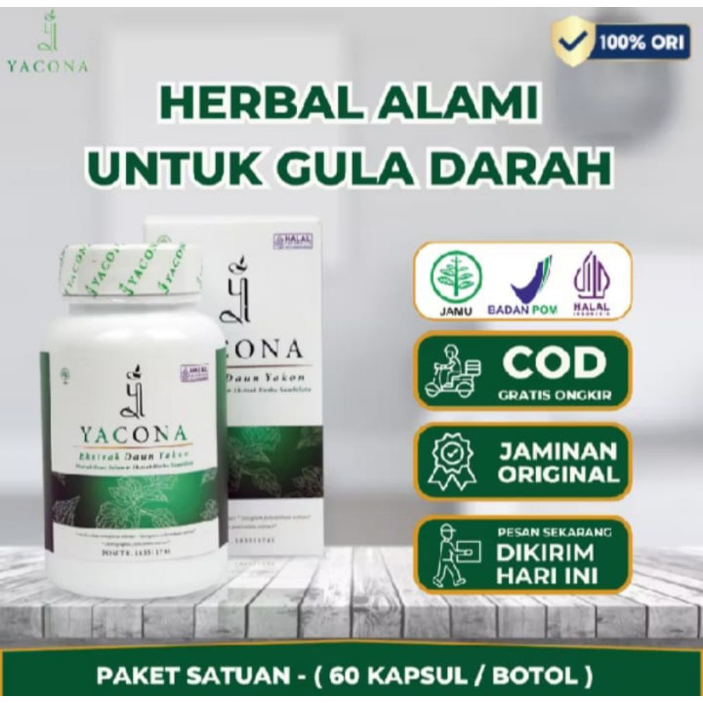 Yacona asli original isi 60 kapsul herbal kesehatan ampuh turunkan gula darah