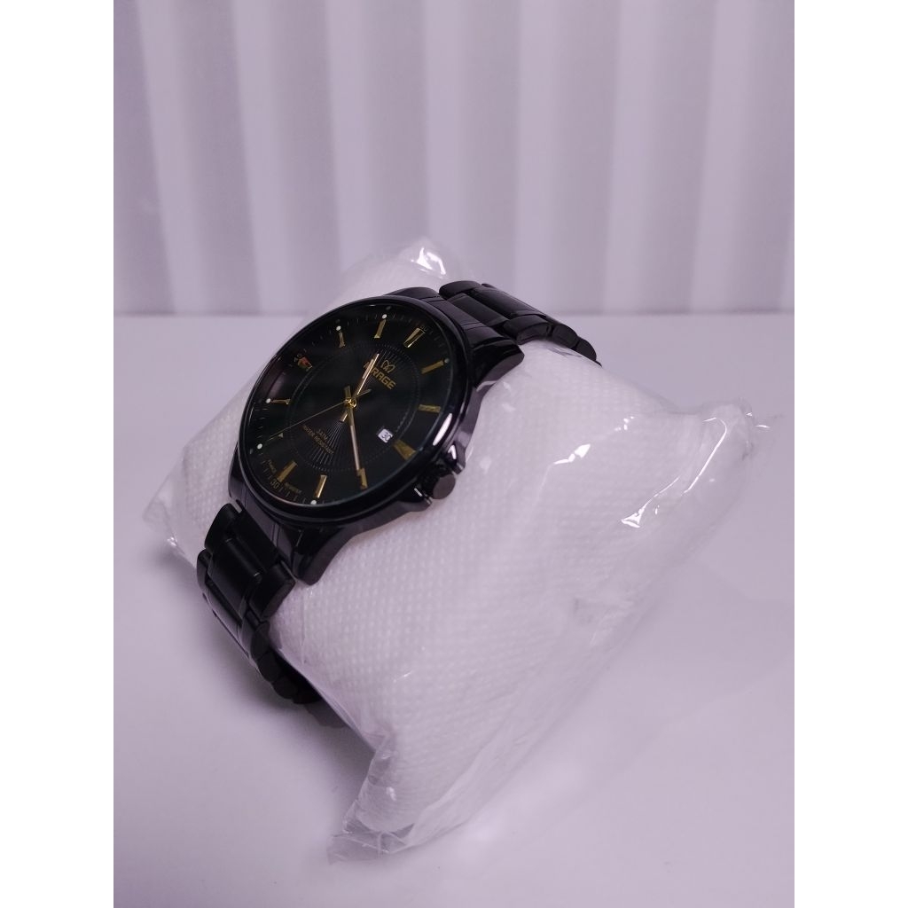 Jam tangan pria rantai hitam mirage tanggal aktif tahan air dengan tampilan elegan