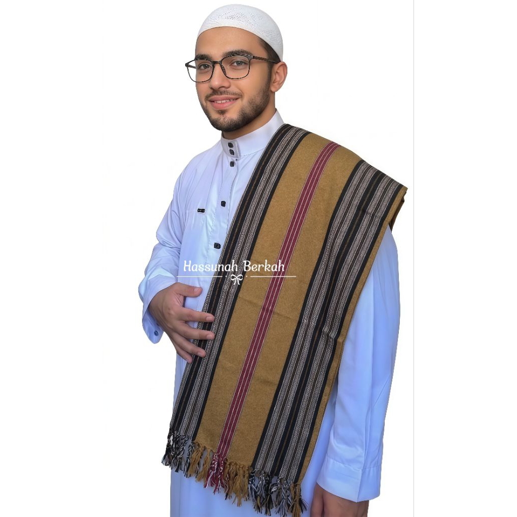 Rida Yaman Original Import - Sorban Hadramaut Salur Jumbo Tebal & Adem