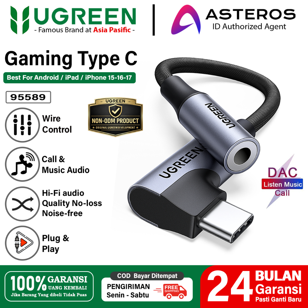 UGREEN Converter Splitter Gaming Audio Type C To Jack 3.5mm On Mic For Samsung iPhone iPad Android