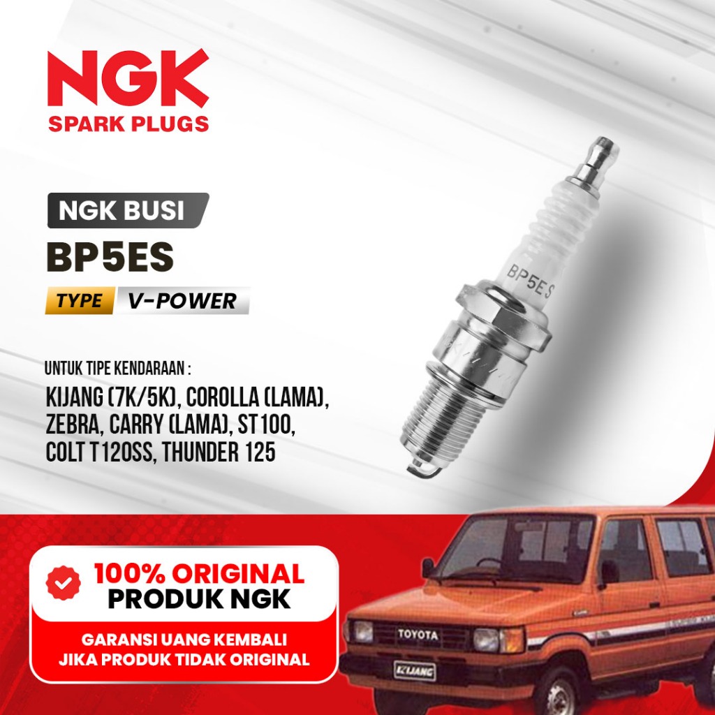 Busi NGK BP5ES Original - Mobil Kijang Super, Carry, Corolla, Motor Thunder - Busi NGK BP-5ES Asli
