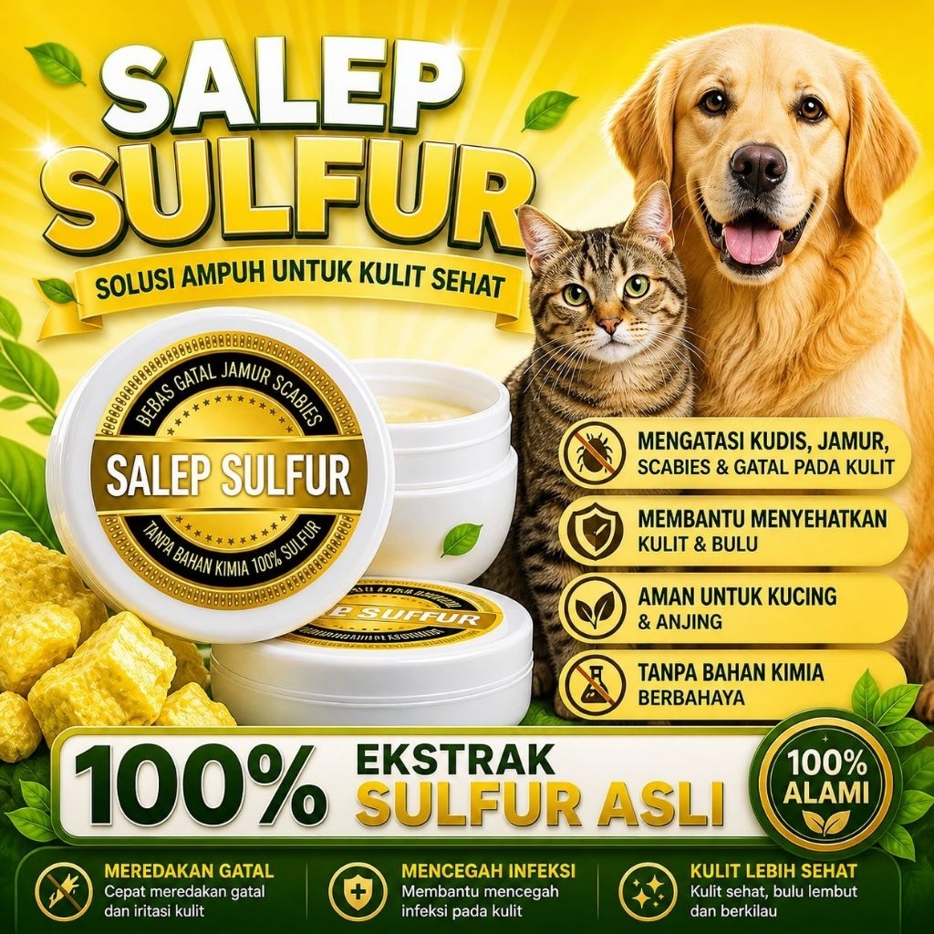 SALEP SULFUR - Obat Scabies Jamur Kucing Salep Luka Basah Salep Penghilang Mastitis Kucing Kelinci A