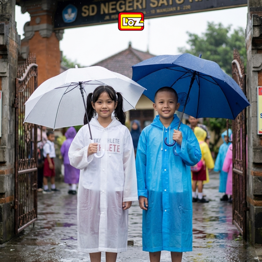 Jas Hujan Import Anak Polos EVA Raincoat