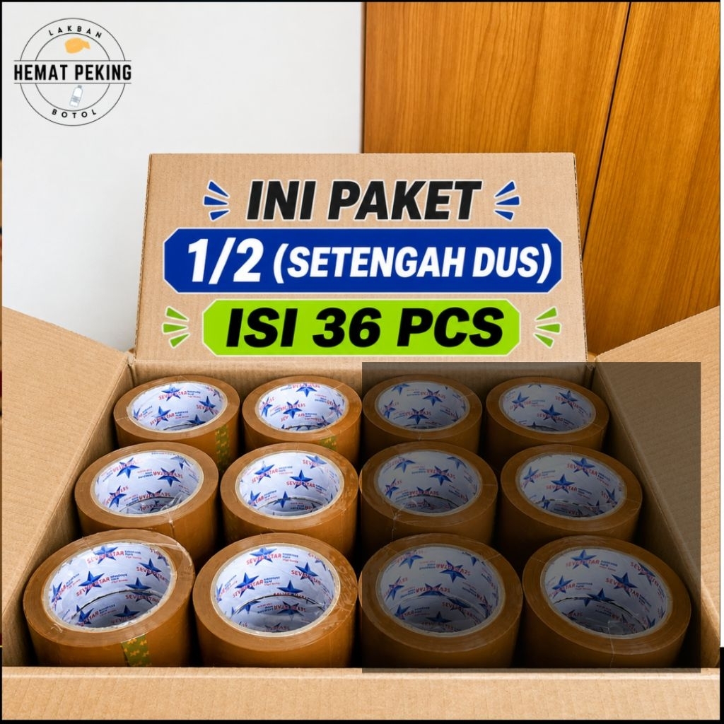 Lakban Grosir Bening Coklat Transparan Surabaya 1/2 Dus