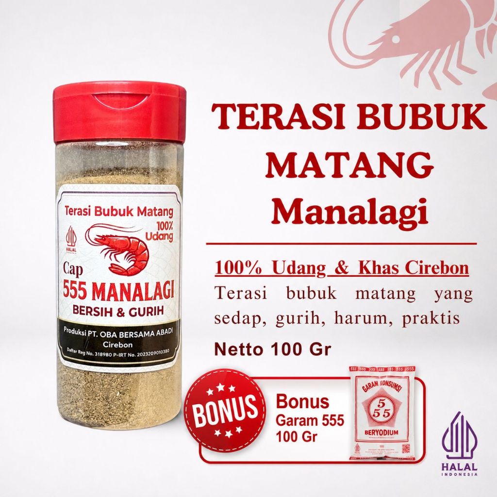TERASI BUBUK UDANG MATANG MANALAGI ASLI CIREBON (100 gr) - Terasi Udang Asli Halal - Terasi Oven - T