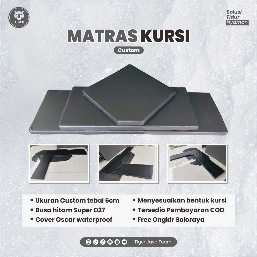 Tiger Jaya Matras Kursi Custom Busa Hitam Density 27 Cover Oscar Waterproof