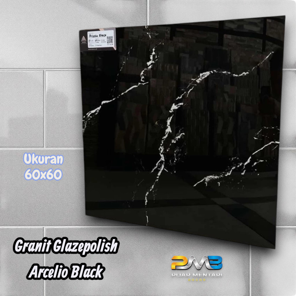 Granit Glazepolish Lantai Dinding ARCELIO BLACK 60x60 ARNA