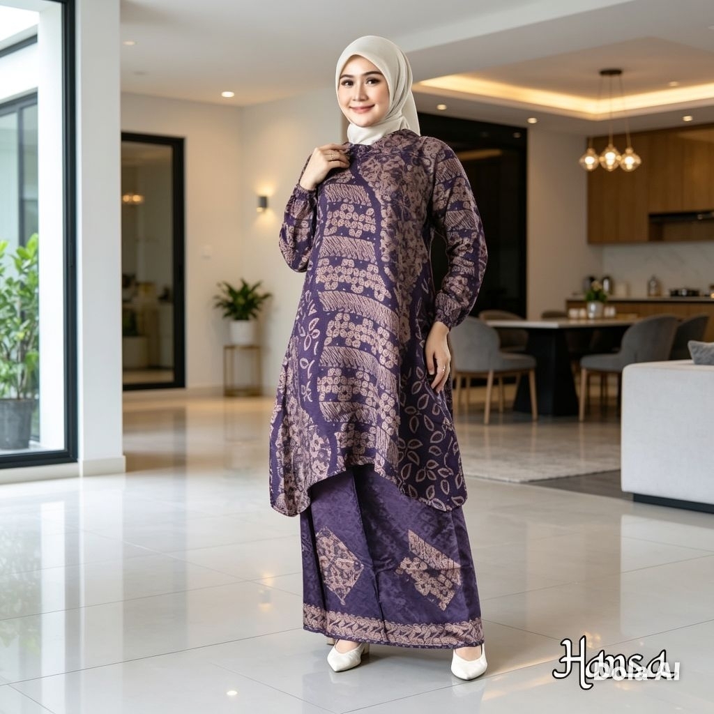 Alazza-(COD)SET BATIK WANITA ORIGINAL/set batik tunik dobby sutra viscose wanita moderen/set batik l