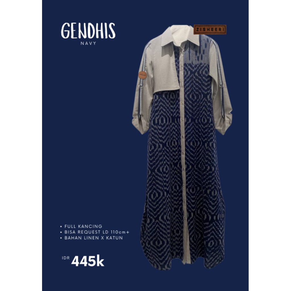 Zisheeri Gendhis Series Gamis Couple Family Tenun Linen Rami Warna Black dan Teratoca Ada Size XS-5X
