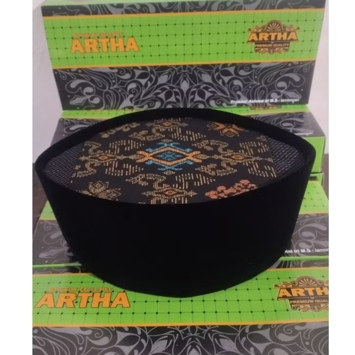 Peci Songkok Kopiah hitam ac kombinasi kain songket