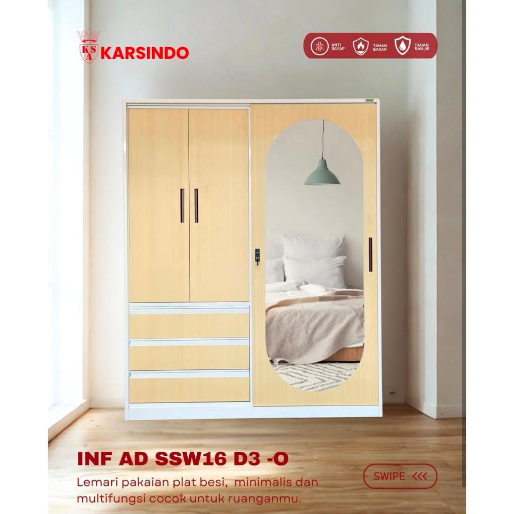 LEMARI BESI PLAT 4 PINTU INF AD SSW16 D3 O / LEMARI PAKAIAN BESI IMPORT ELEGAN / 2 PINTU SLEDING / 2