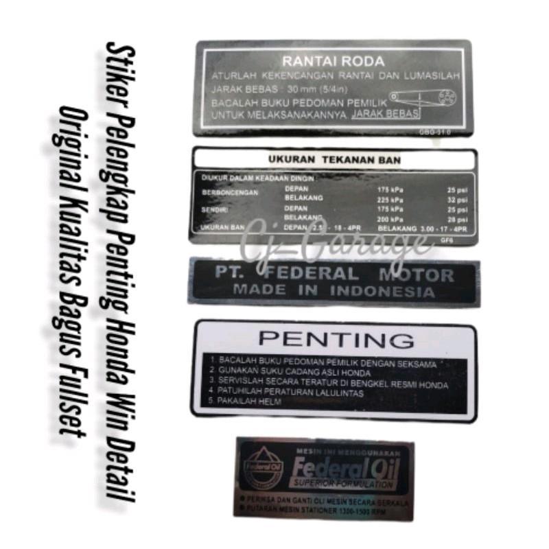 Stiker Pelengkap Win Stiker Detail Win 100 Striping Stiker Penting Honda win100 Detail percis Origin