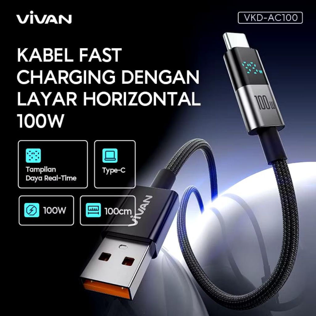 Vivan Kabel Data Tipe USB - C Fast charging 100 WATT