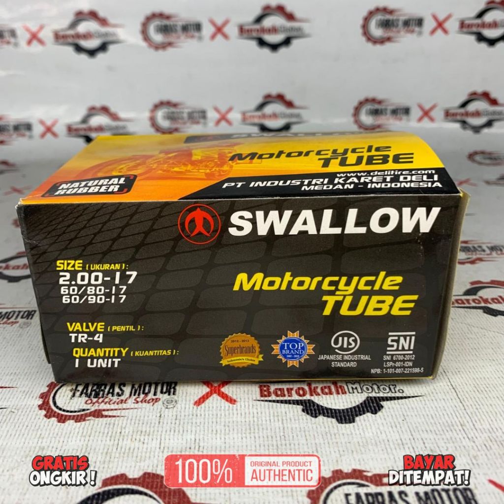 BAN DALAM MOTOR SWALLOW UKURAN 200-17 60/80-17 60/90-17 RING 17