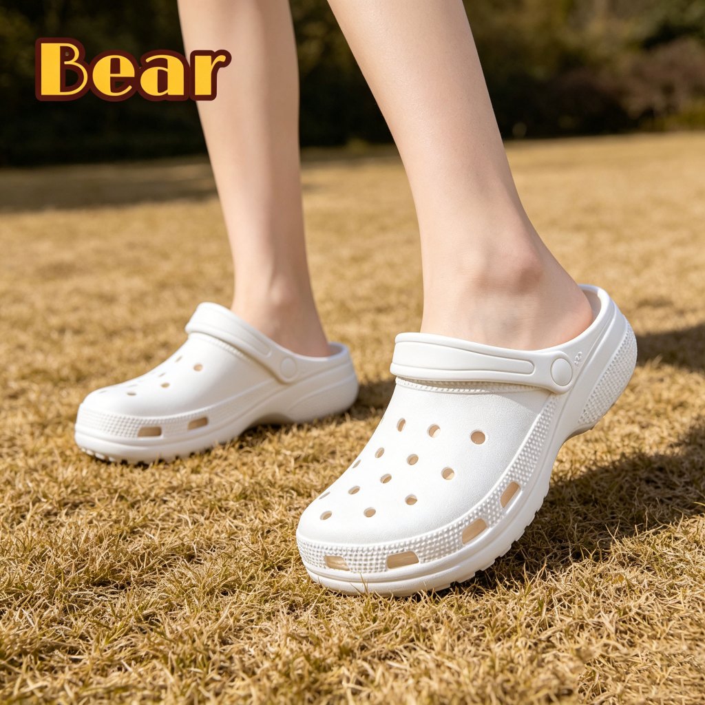 BEST SALE BEAR CLASSIC CROCS SANDAL PUTIH - SEPATU SANTAI WANITA PRIA UNTUK SEGALA AKTIVITAS