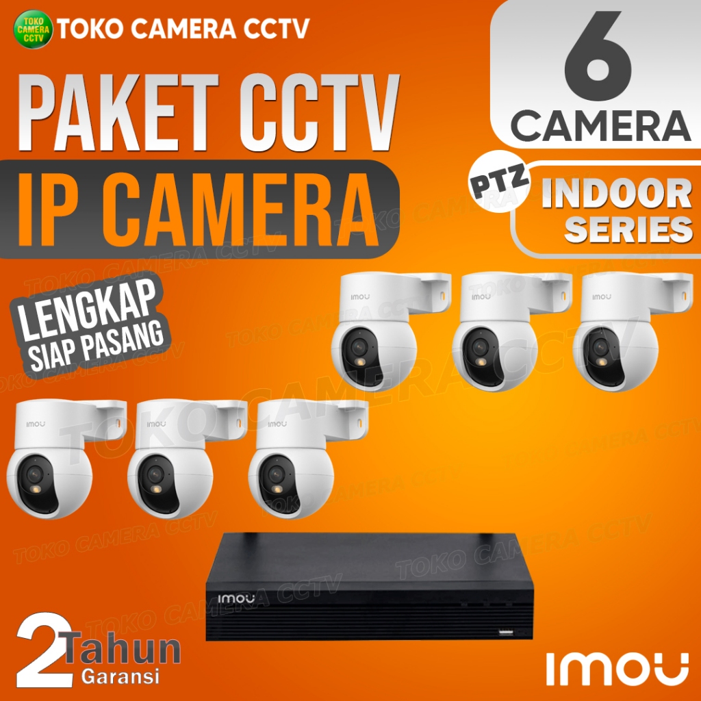 PAKET CCTV IP CAMERA PTZ IMOU 3MP 5MP INDOOR 10 CHANNEL 6 KAMERA