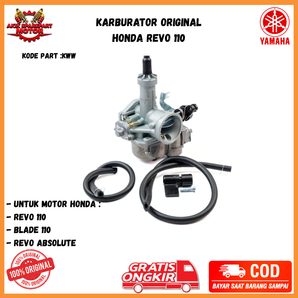 KARBURATOR ORIGINAL STANDART MOTOR HONDA REVO 110   Kode Part : 16100-KWW-010