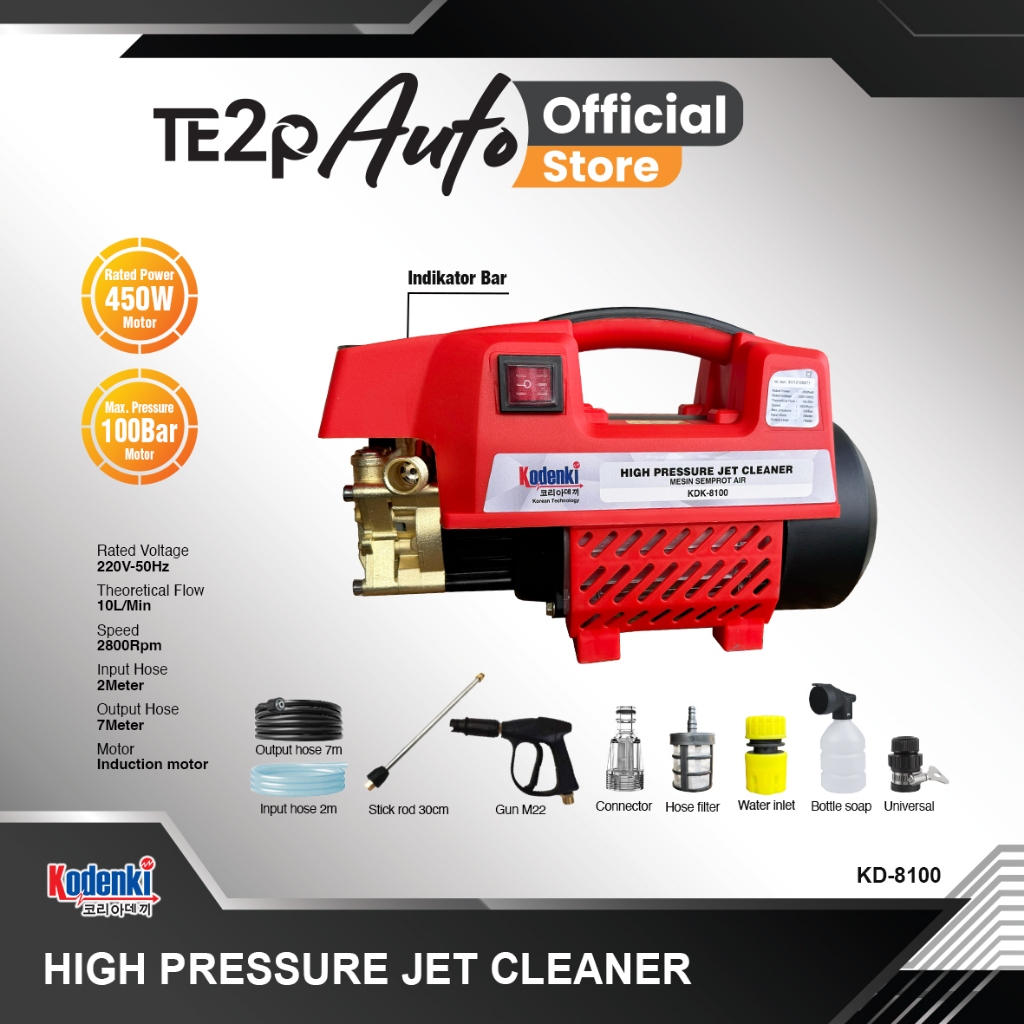 Kodenki Mesin Jet Cleaner KD-8100 Pencuci Bertekanan Tinggi Steam Mobil Motor Kendaraan - Alat Steam