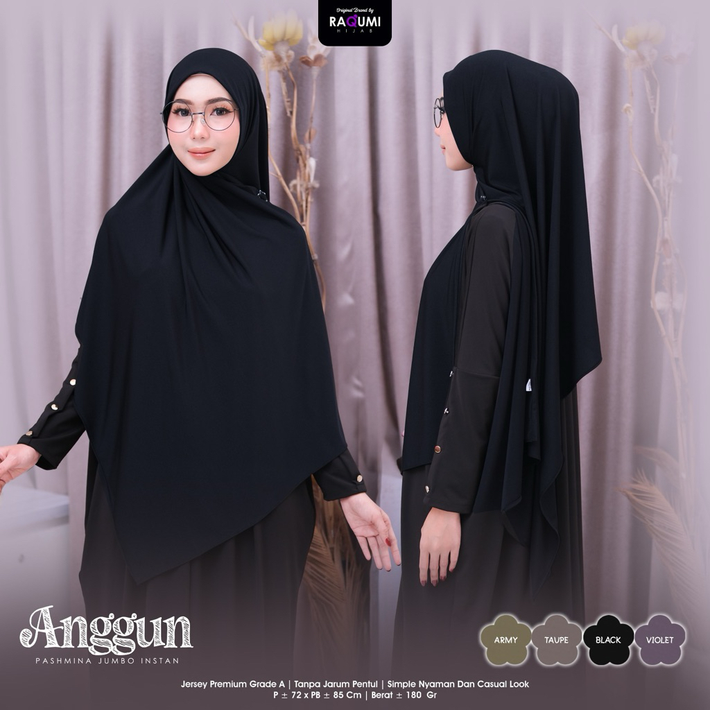 Anggun Pashmina Instan Jumbo Pashmina jersey jumbo instan premium ori by Raqumi Hijab