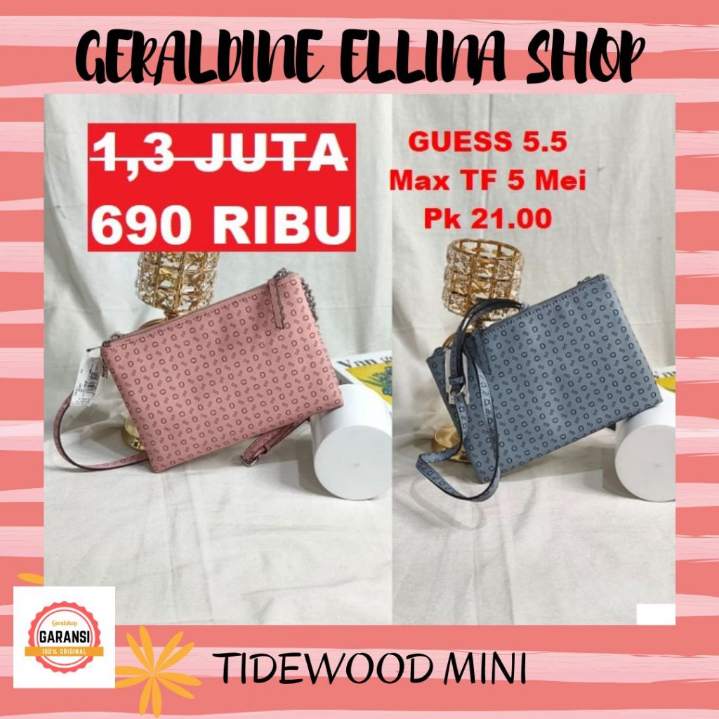 Tas sling bag wanita Guess original store seri TIDEWOOD MINI DOUBLE ZIP