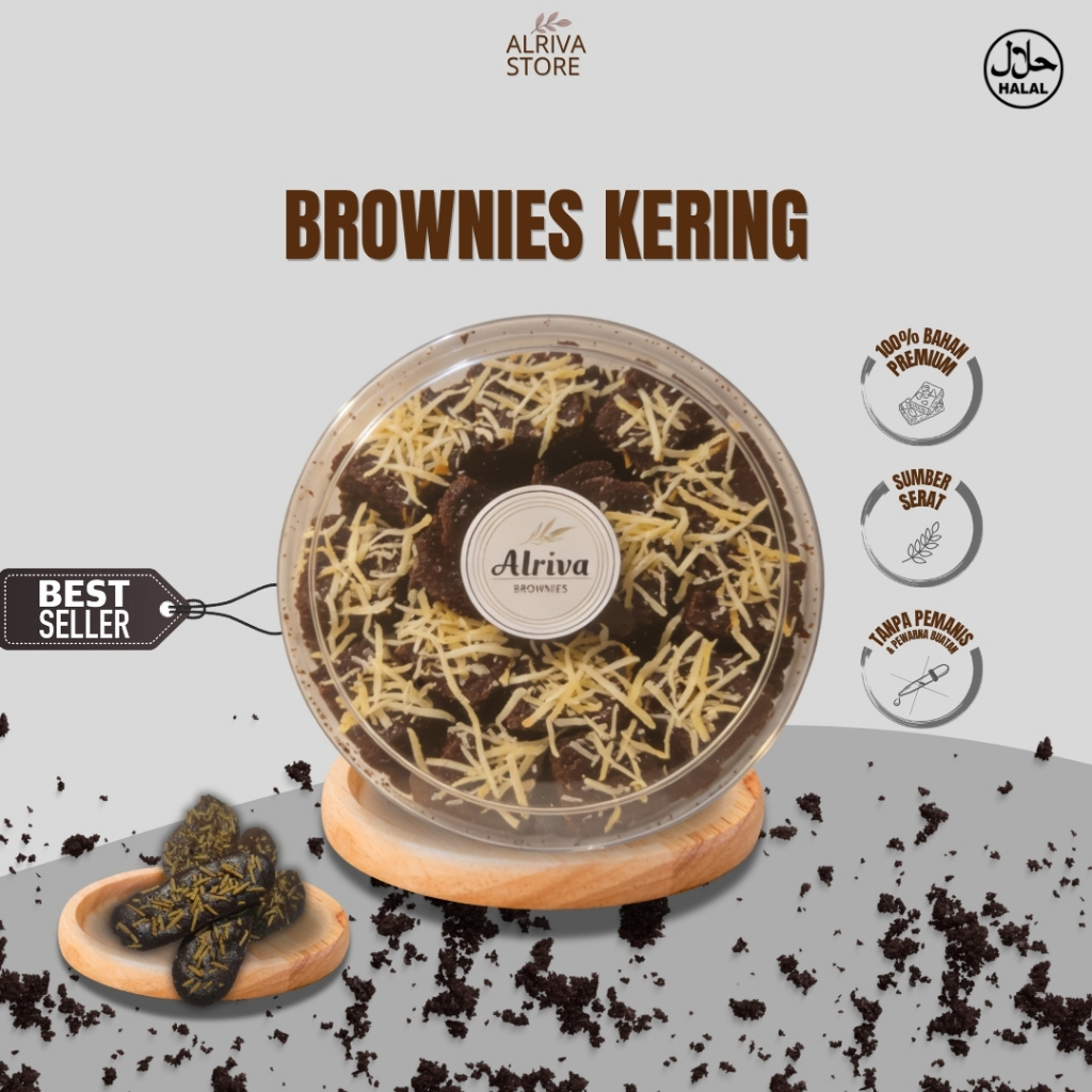 Brownies Kering Toples BPOM HALAL ( kacang ) | Alriva Brownies