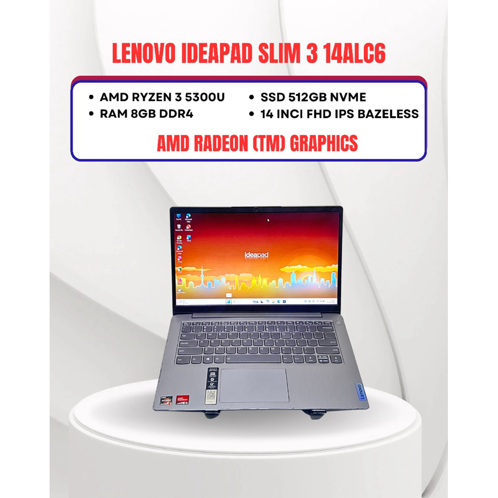 LENOVO IDEAPAD SLIM 3 14ALC6 AMD RYZEN 3 5300U RAM 8GB SSD 512GB 14inci FHD IPS