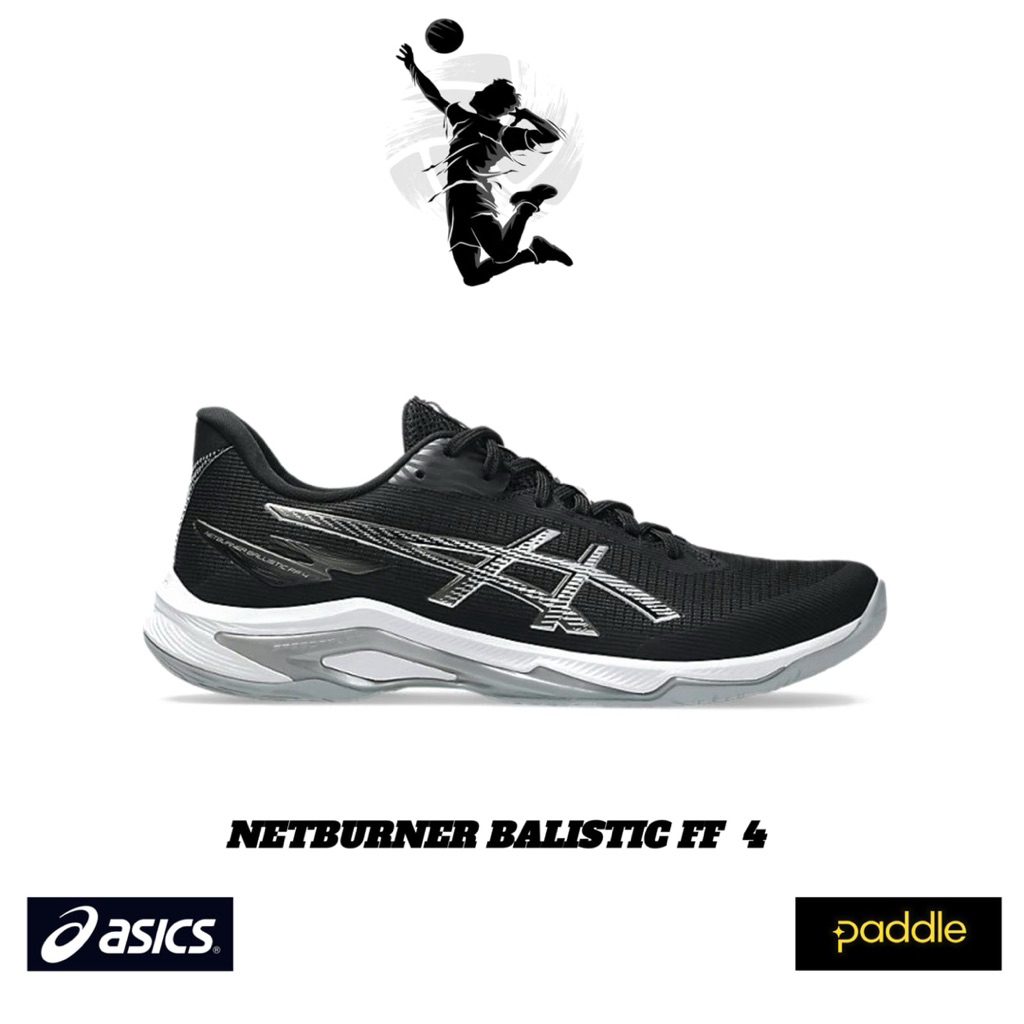 Sepatu Volly Unisex Asics Netburner Ballistic FF 4 Black White