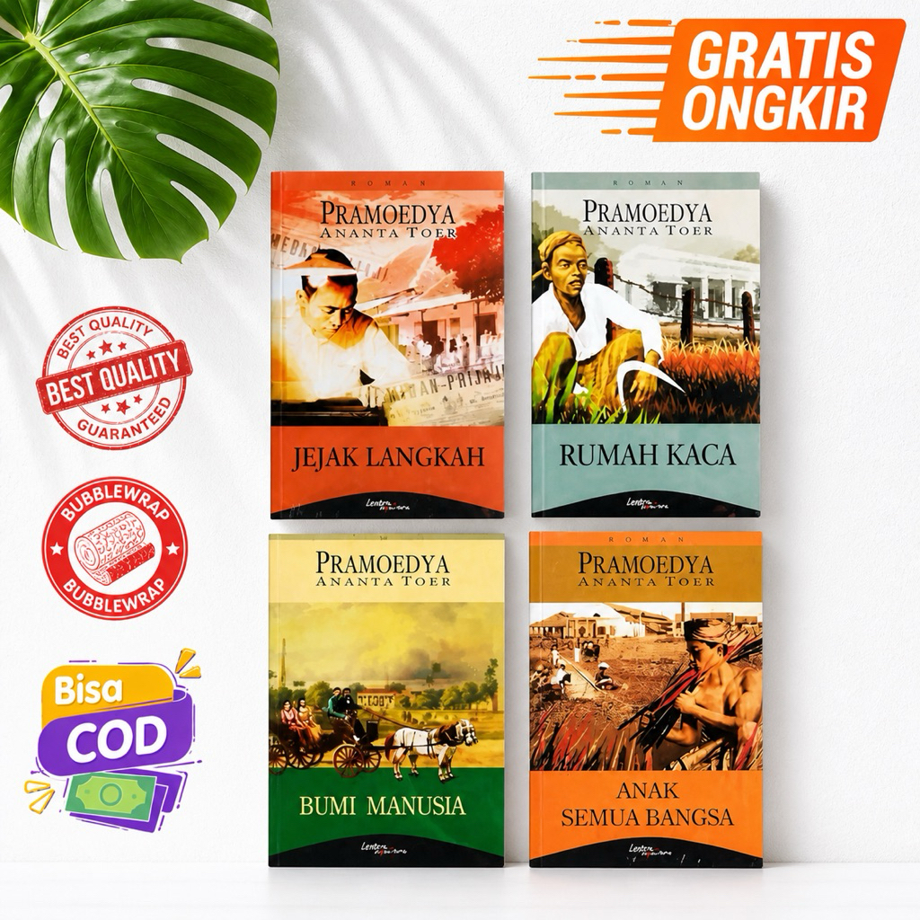 Novel Best Seller Tetralogi Buru Pram Bumi Manusia, Anak Semua Bangsa, Jejak Langkah, Rumah Kaca