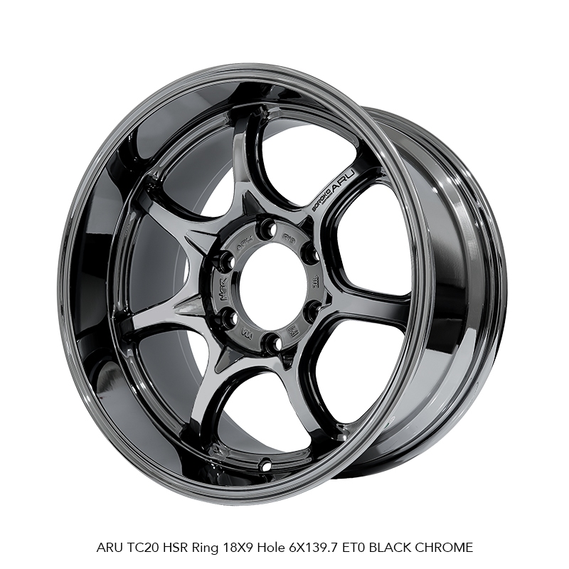 VELG MOBIL ARU TCS20 HSR RING 18 LEBAR 9 WARNA BLACK CHROME cocok untuk mobil Toyota Fortuner, Mitsu