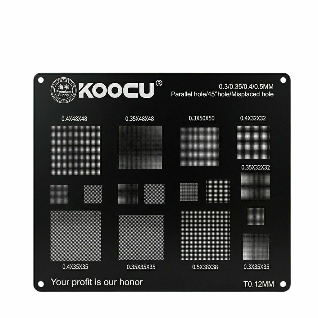 Plat Stensil BGA Reballing KOOCU Universal Black (0.3/0.35/0.4/0.5mm)