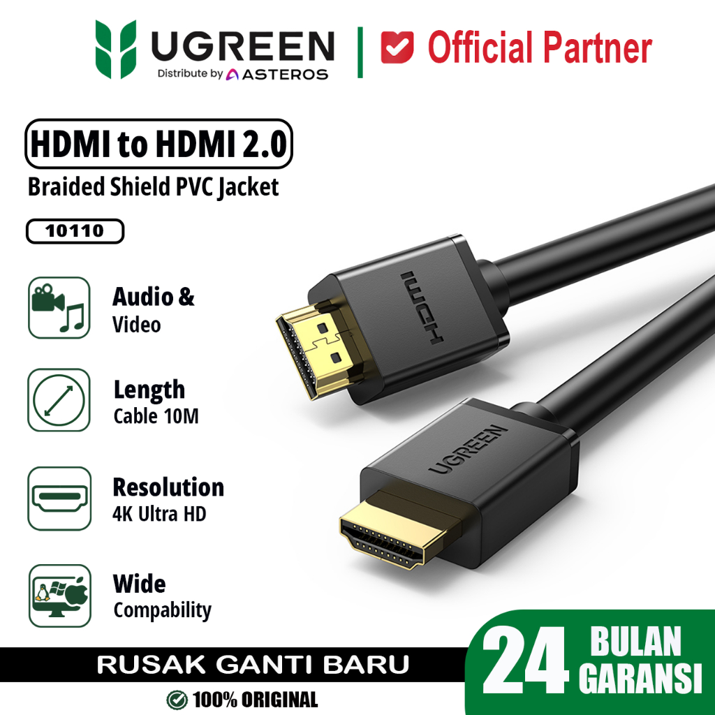 Kabel HDMI To HDMI UGREEN HD104  2.0 4K 60 FPS 1M/3M/5M/10M Original 10110