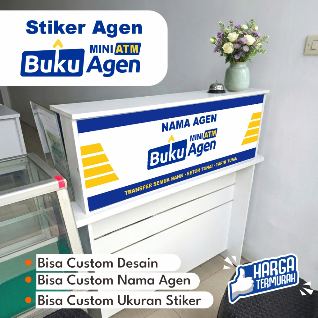 Sticker Stiker Buku Agen Stiker Banner Renda Mini ATM Buku Agen