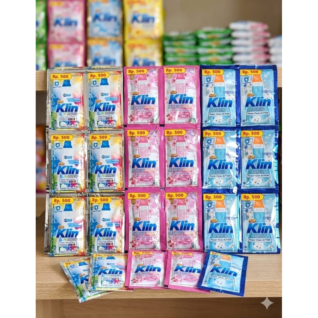 Soklin liquid cair 52 sachet {paket soklin cair isi 52 pcs}Soklinliquid cair kemasan sachet 500