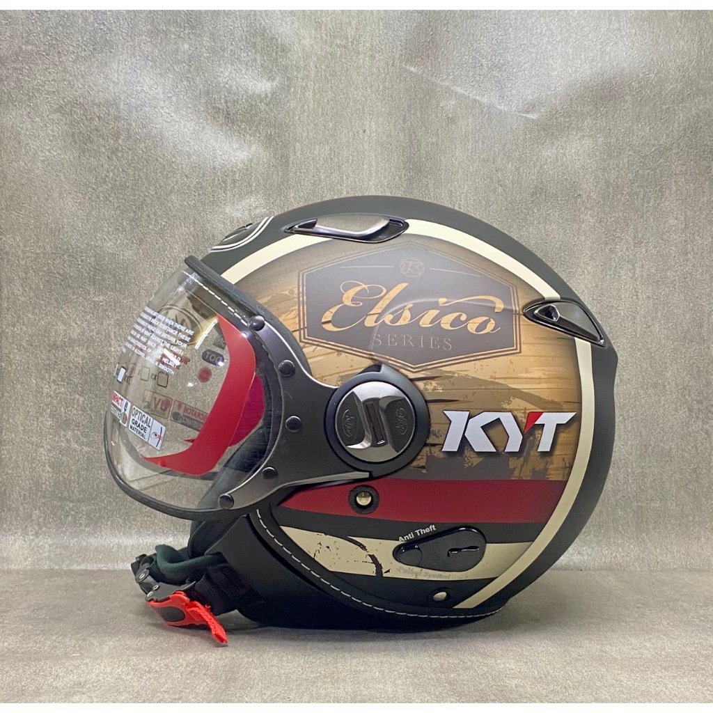 KYT Elsico Motif - Helm KYT Retro Half Face Kaca Pilot Pria Wanita Termurah