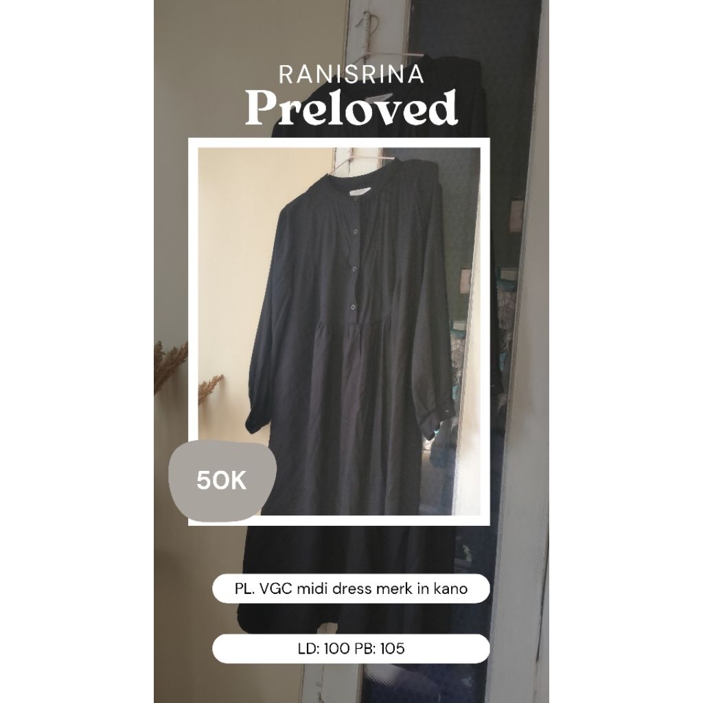 Preloved midi dress/tunik/gamis hitam